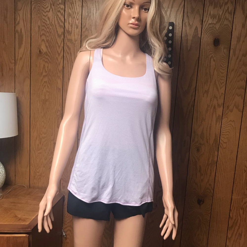 Lululemon Wild Tank Top lavender coral-Pink & White Floral Stripe - Size 6 - Picture 11 of 12